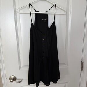 Express Black Sleeveless Dress with Gold Buttons
